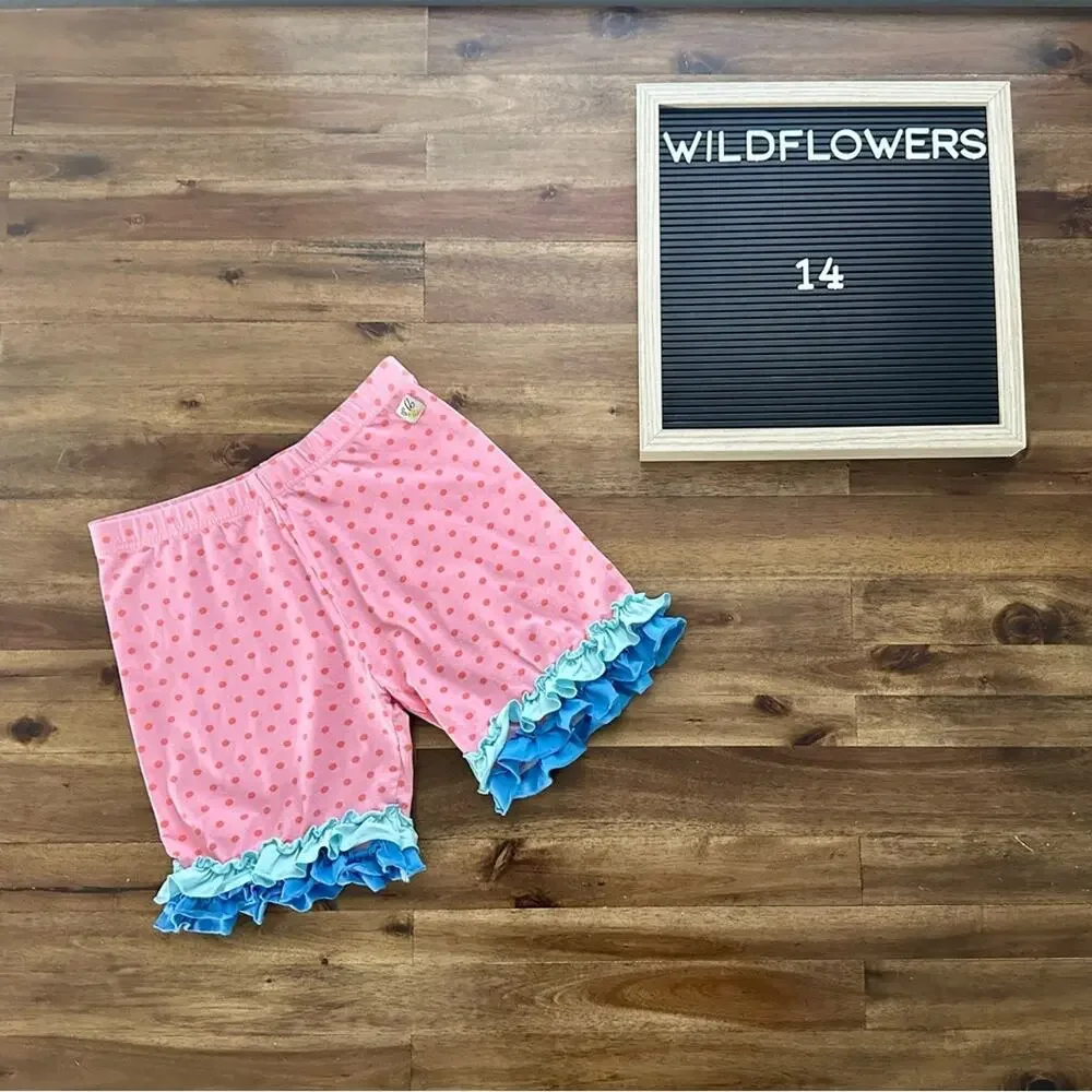 Wildflowers Seaside Dreams Sandcastle Shorties Pink Blue Polka Dot Ruffle 14